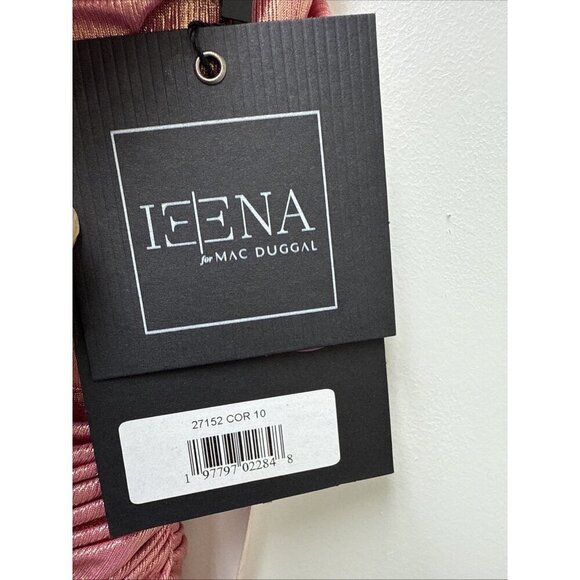 MAC DUGGAL Size 10 Pink 27152 OFF THE SHOULDER RUCHED WAIST SLIT METALLIC GOWN - Picture 8 of 11